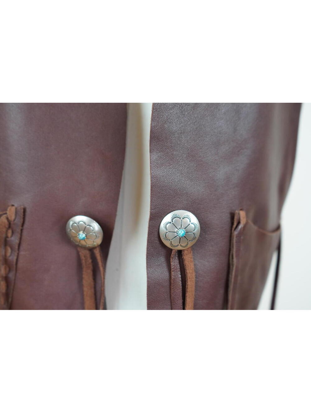 Ralph Lauren Leather Western Fringe Concho Button Suede Lined Vest Boho Size S - Picture 6 of 6